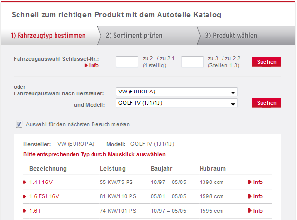 Fahrzeugdaten eingeben