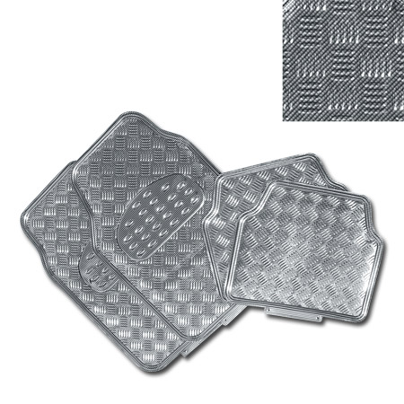 Gummi-Fu&szlig;matten-Set in Riffelblech-Optik, Carbon