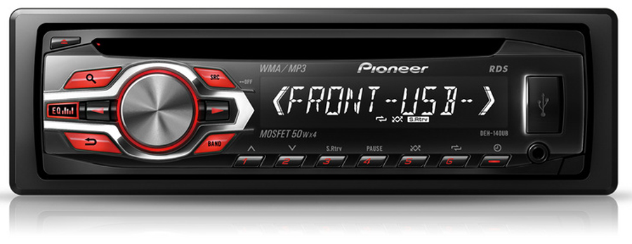 Autoradio-Pioneer-DEH-140UB-4x50-Watt-MP3-USB-AUX-Vorverstaerker-Ausgang