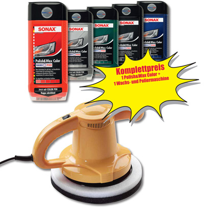 Wachs- und Poliermaschine + Sonax Polish&Wax color silber/grau 500 ml