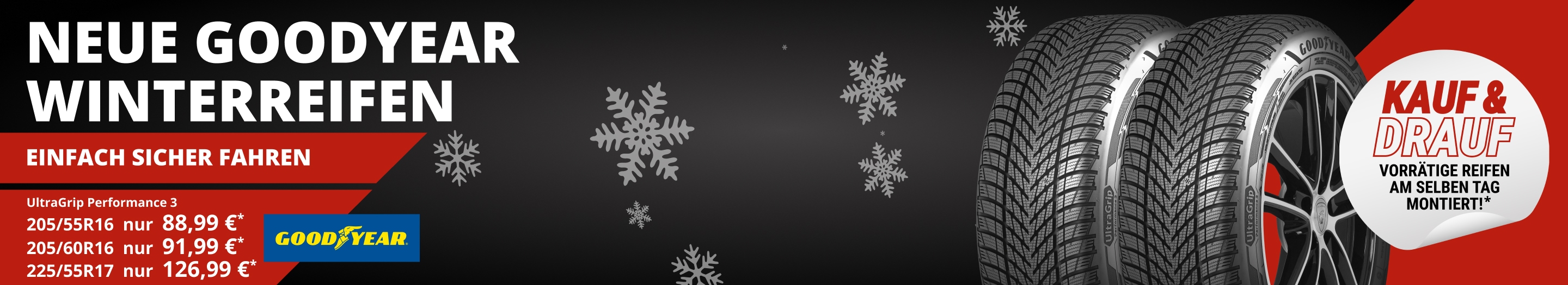 Top 3 Winterreifen Goodyear ULTRAGRIP PERFORMANCE 3 Angebotspreis  - Testsieger