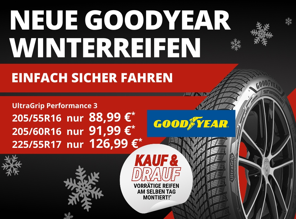 Top 3 Winterreifen Goodyear ULTRAGRIP PERFORMANCE 3 Angebotspreis  - Testsieger