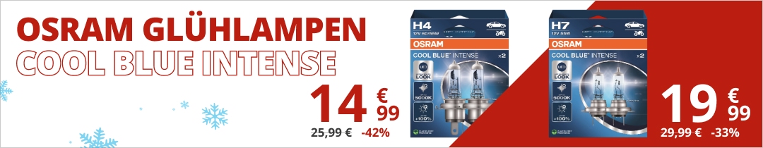 OSRAM Glühlampen Cool Blue H4 und OSRAM Glühlampen Cool Blue H7