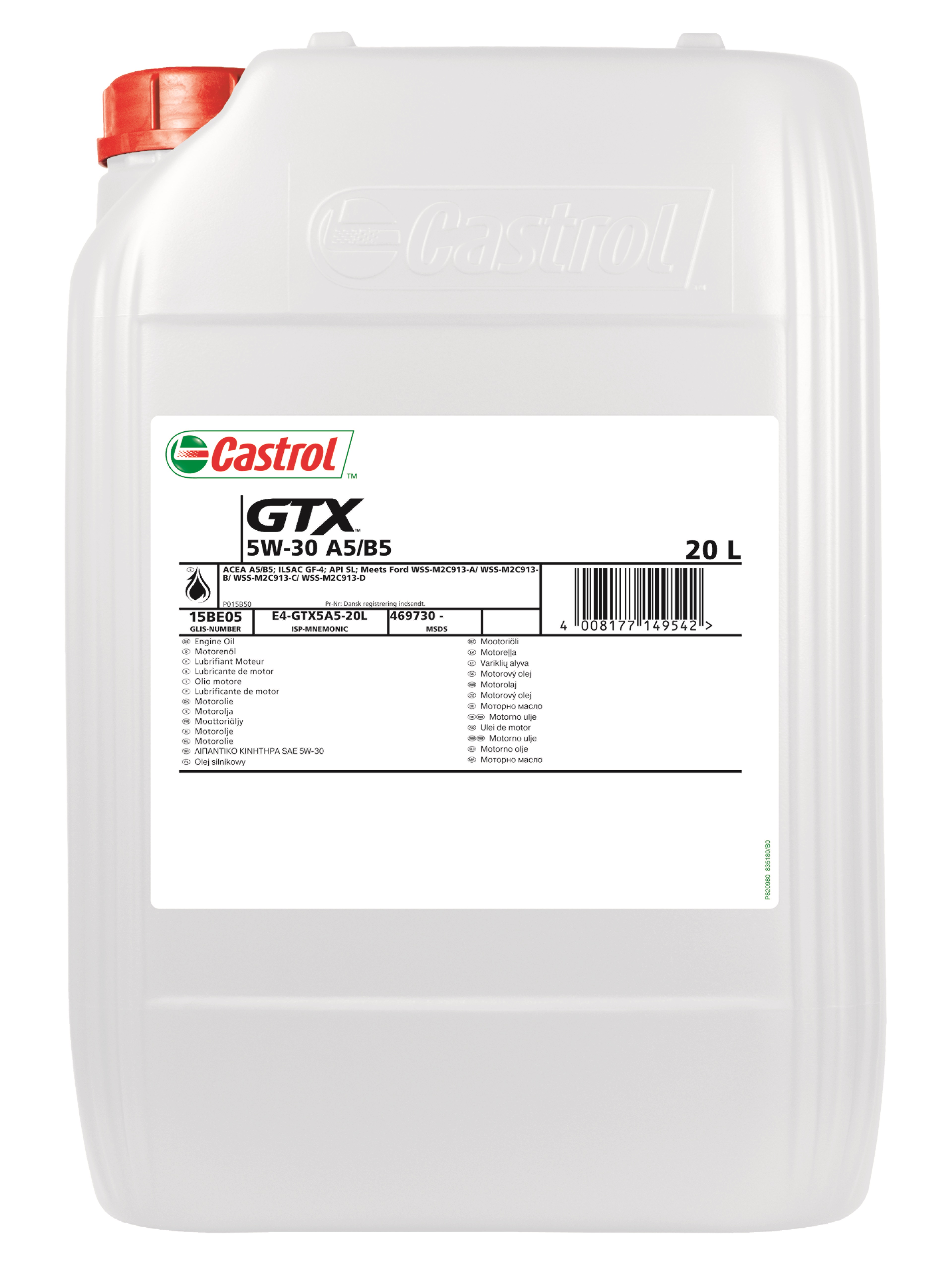 Castrol GTX 5W-30 A5/B5 Motoröl, 20 l