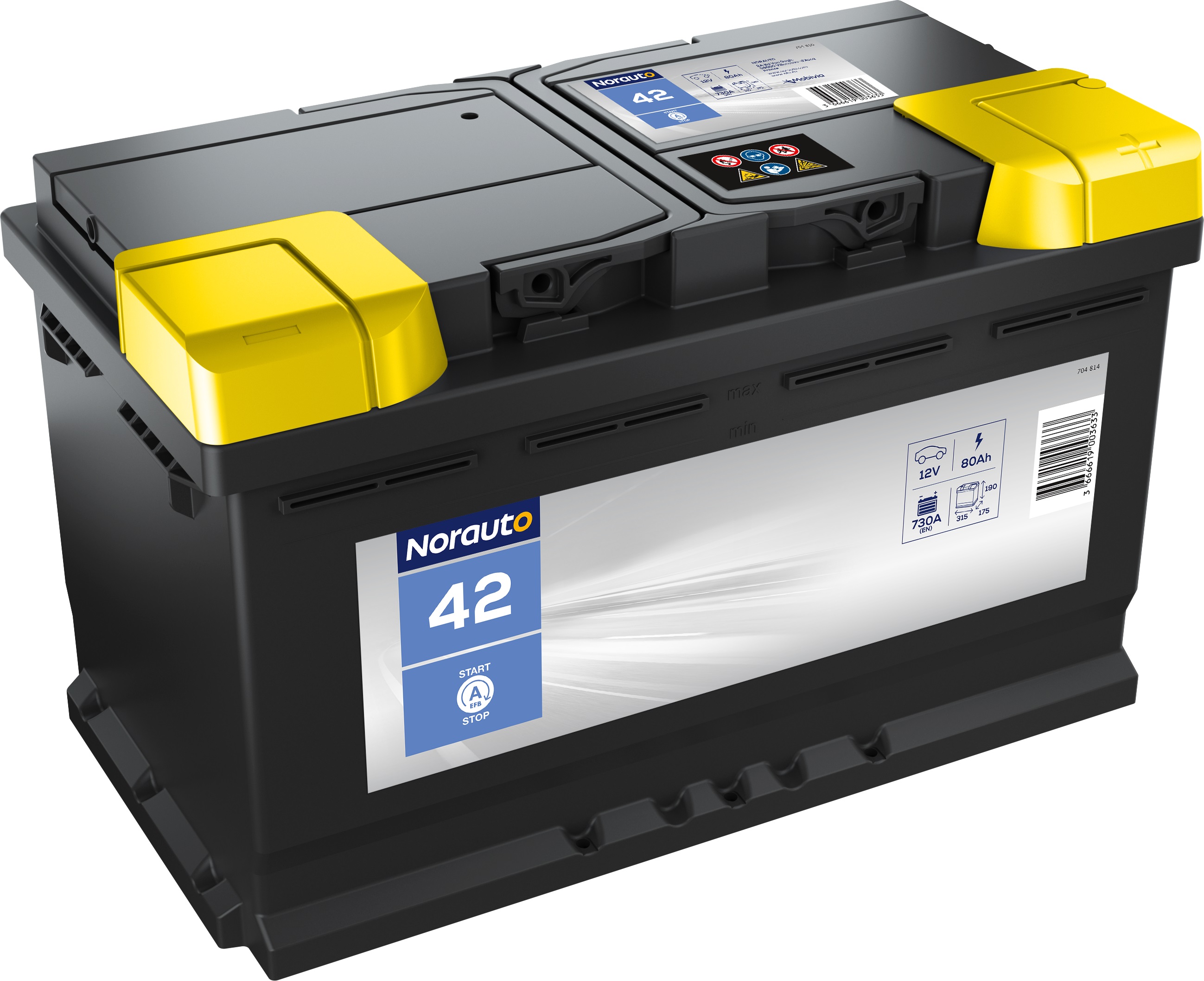 Norauto Autobatterie 42, 80 Ah, 730A