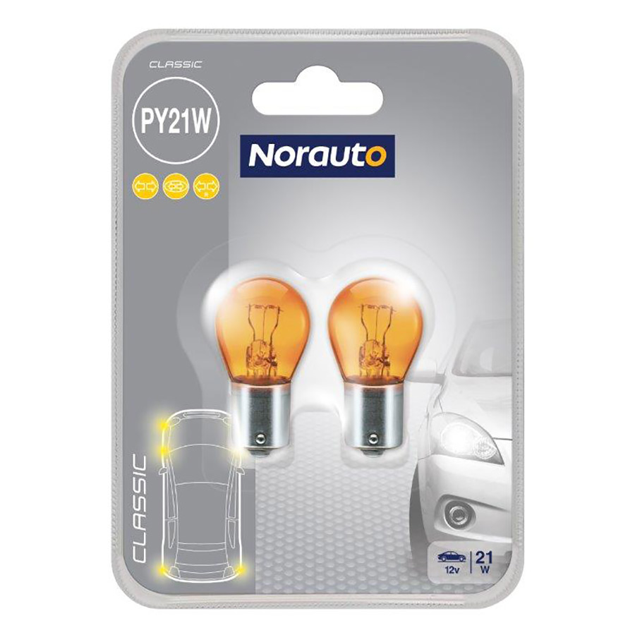 Norauto PY21W Halogenlampe classic, 12 V, 21 W, 2 Stück