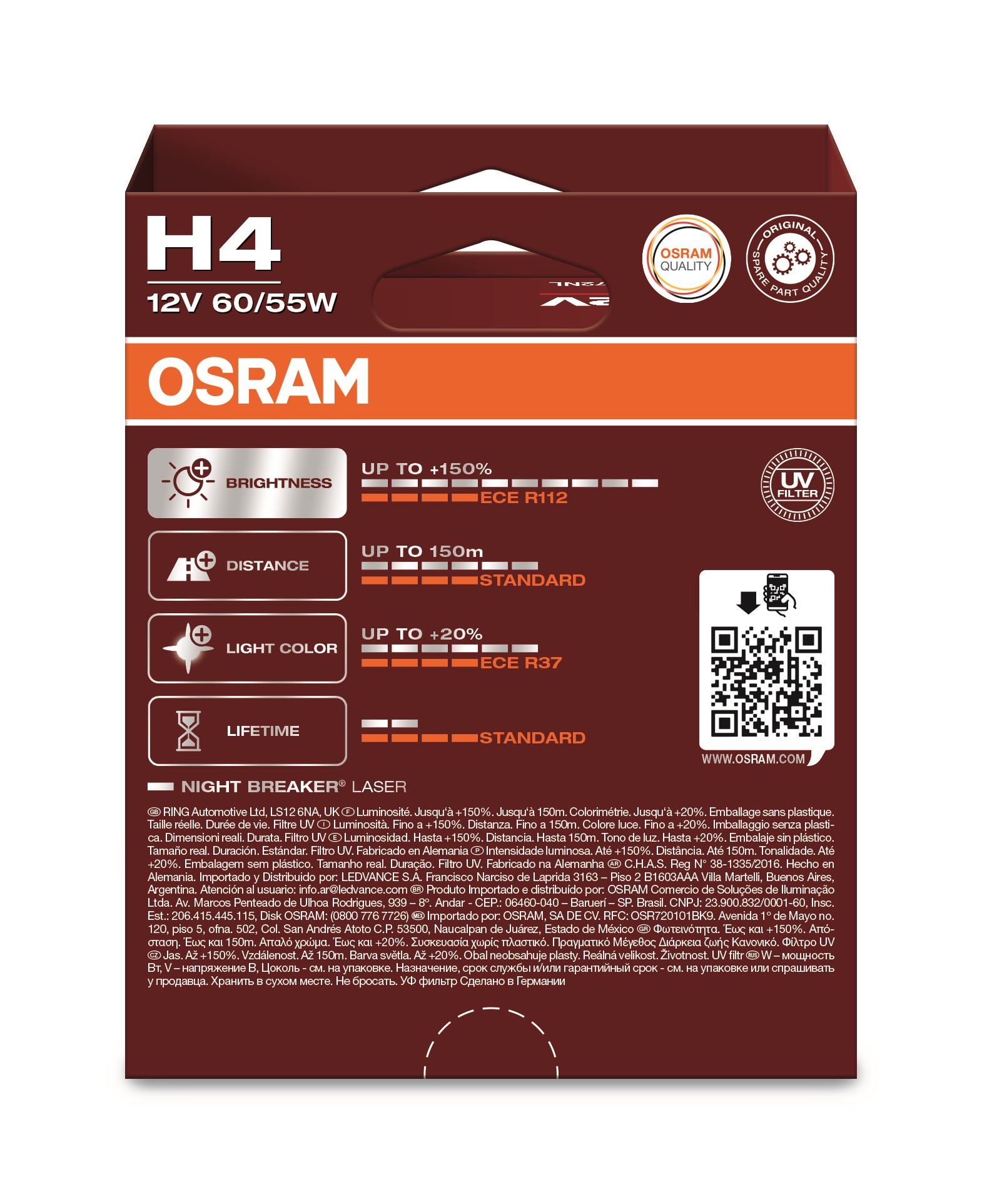 Osram Glühlampe H4 NBL +150%, 2 Stück - ATU