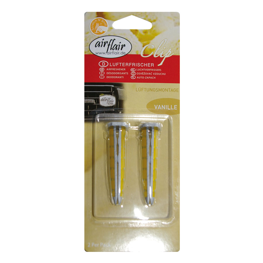 4er Pack Wunderbaum Duft-Clip „Vanille“ – Lufterfrischer Fürs Auto – Original & Langanhaltend