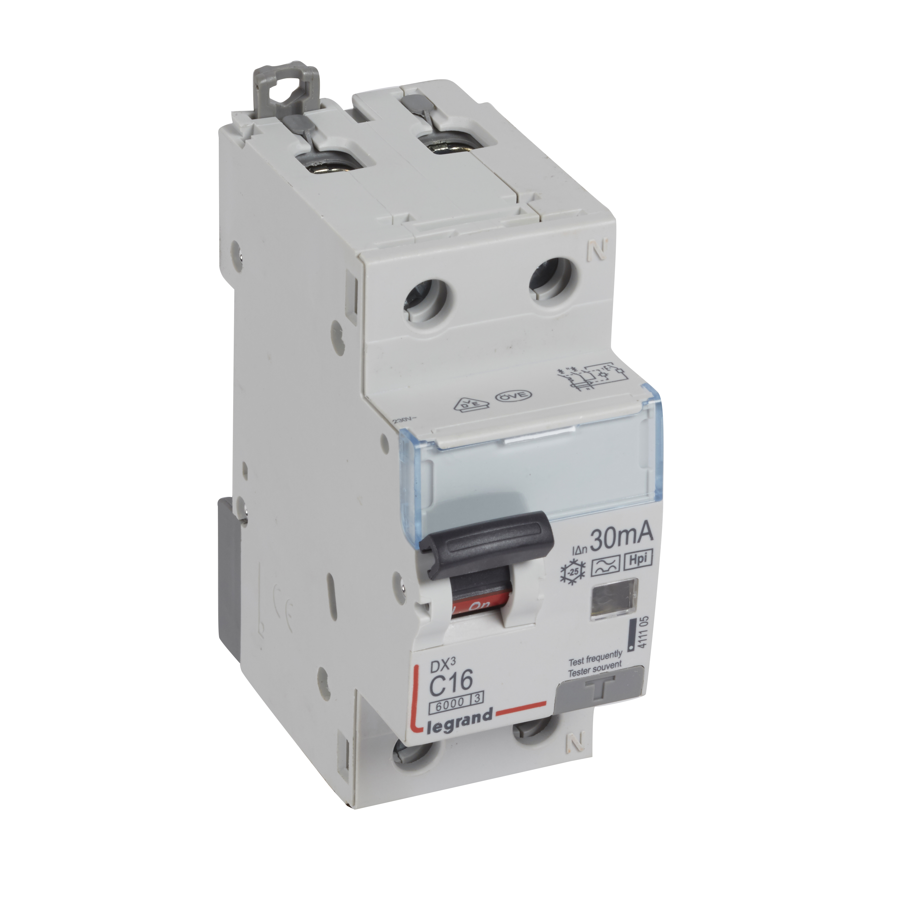 Schutzschalter DX3 FI/LS, C-Charakteristik, 16A, 1P+N, 6kA, 30mA, Typ F, 230VAC, 2TE Image