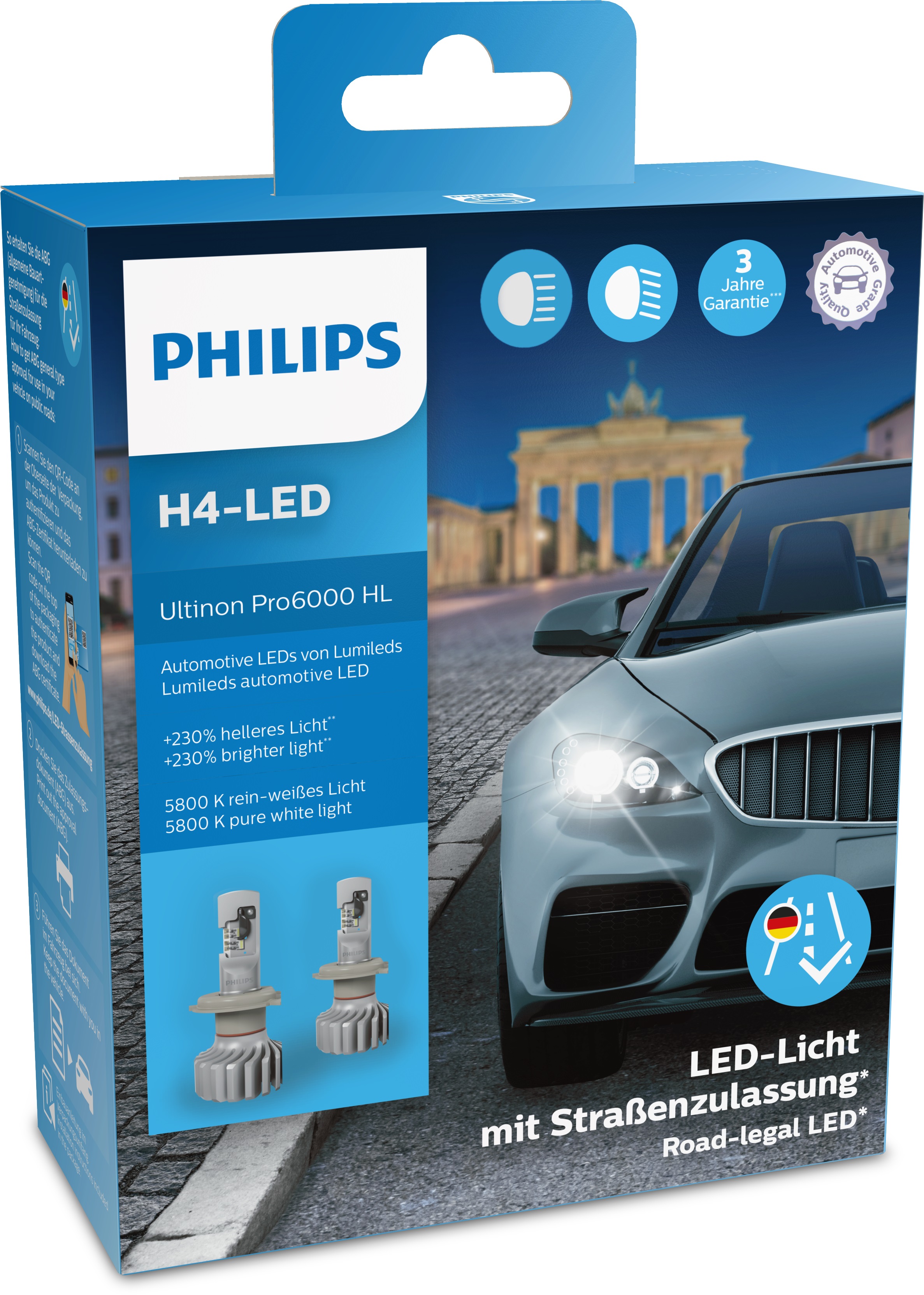 Philips Ultinon Pro6000 H4 LED-Glühlampe, 2 Stück