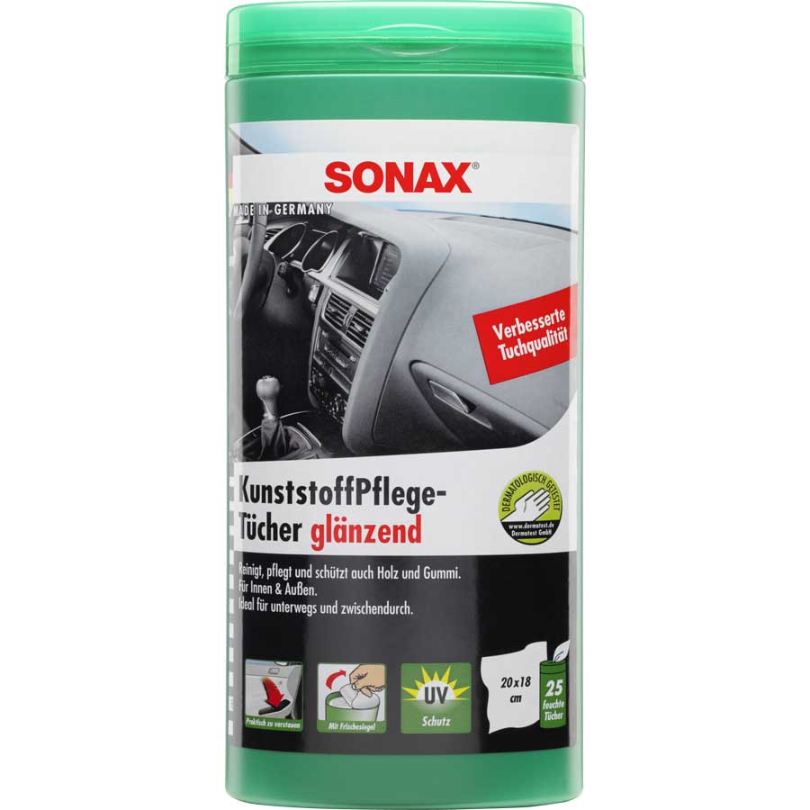 SONAX 412100 KunststoffPflegeTücher glänzend Box 25 Stück Image