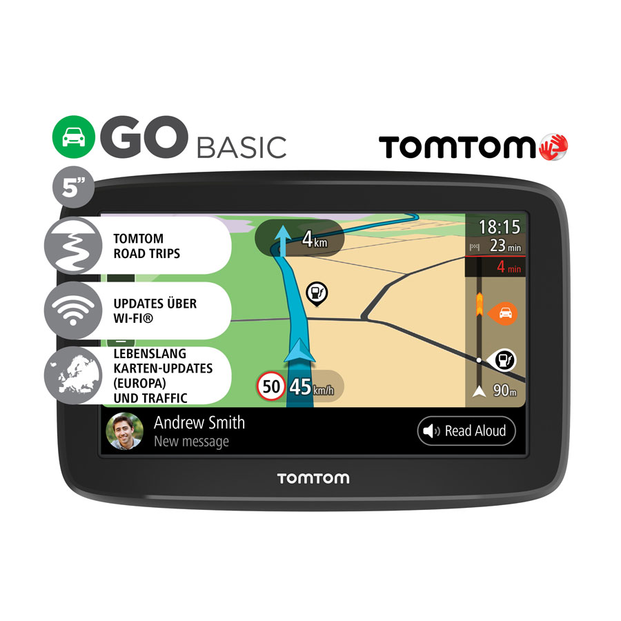 TomTom Go Basic EU Navigationsgerät mit 13 cm (5") Diagonale, WiFi"® UpdateFunktion