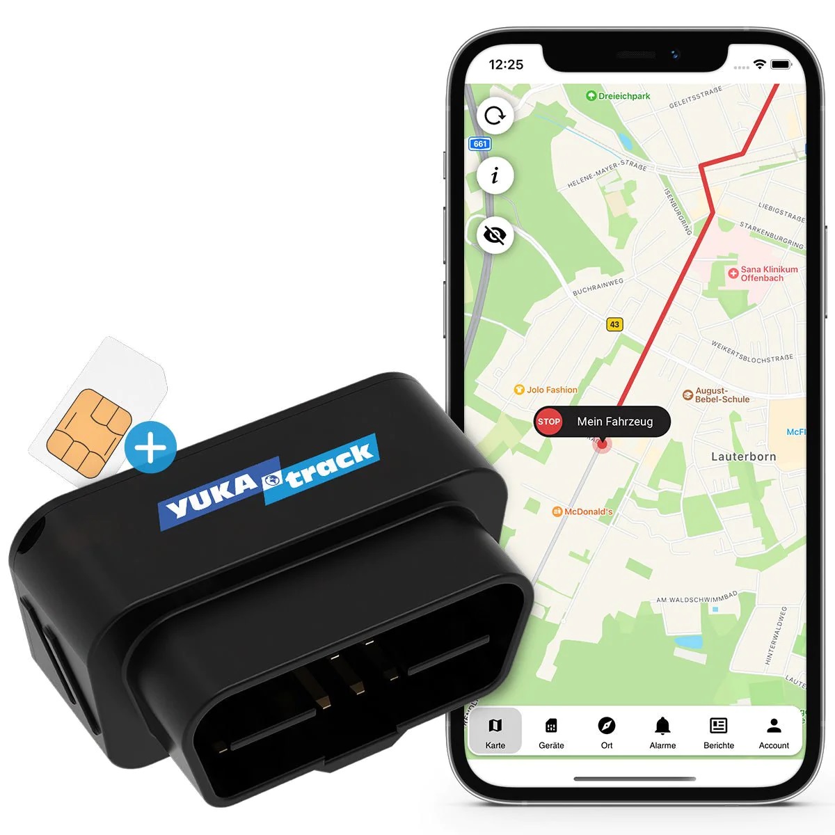 YUKAtrack OBD2, Echtzeit GPS Ortungsdienst Image